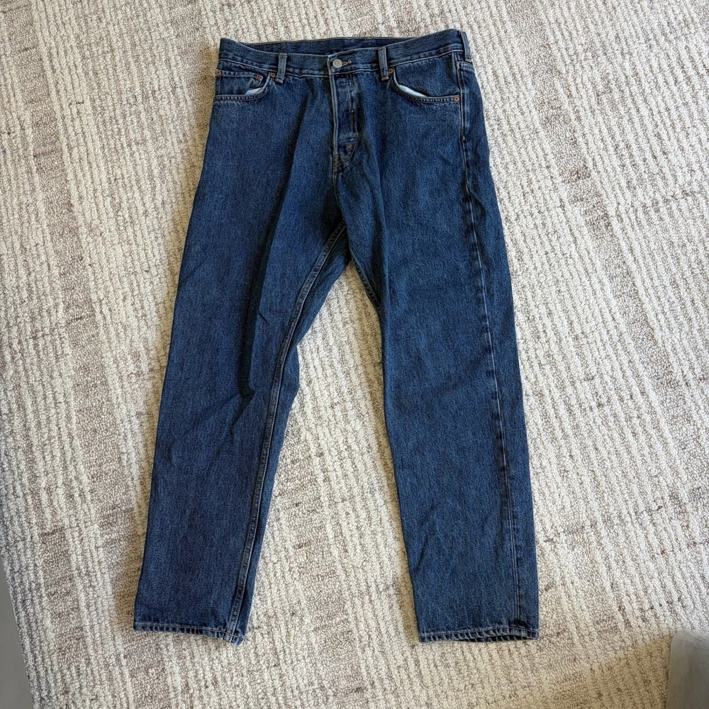 Weekday Barrel Relaxed Tapered Jeans Dark Blue Indigo Denim 32/30 08409321